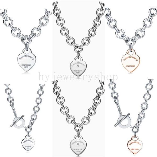 Ciondolo con etichetta a cuore di design T Collana con bracciale orecchini con perno gioielli in argento sterling 925 Donna donna Design Luxury Wedding Party245e