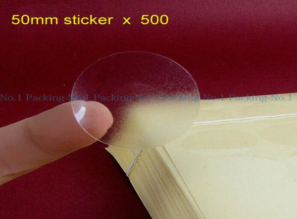 Ganze 50 mm transparente PVC-Aufkleber, rund, klare Dichtungsaufkleber, 5 cm, rund, 500 Aufkleber, Los8100638