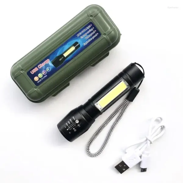 Taschenlampen Taschenlampen Mini Zoom Taschenlampe High Power Wiederaufladbare LED Outdoor Camping Starke Lampe Laterne Wasserdicht Taktische