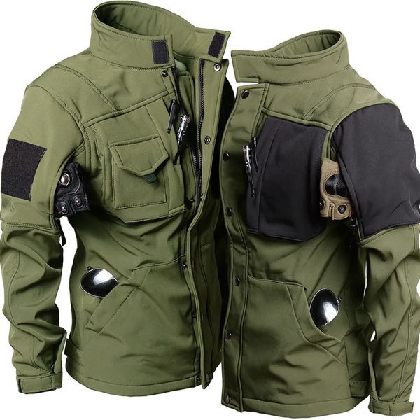 Herrenjacken, taktische Jacken, Herren, Haifischhaut, Militär-Softshell-Jacke, wasserdicht, winddicht, Fleece, warm, Motorrad-Armeemäntel mit mehreren Taschen, 231016