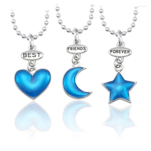 Collane con ciondolo 3 pezzi Collana amico Moda Smalto da donna Cuore Luna Stella Per sempre BFF Amicizia Regali gioielli per feste