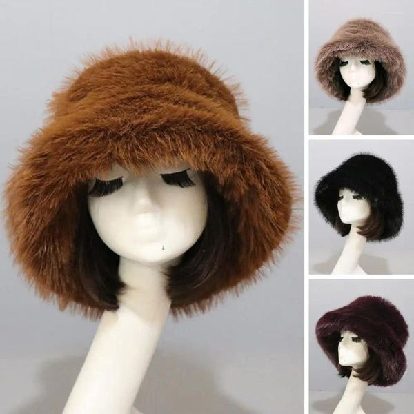 Berets Trendy Erwachsene Hut Anti-verblassen Frauen Breite Krempe Herbst Winter Eimer Kappe Warm Halten