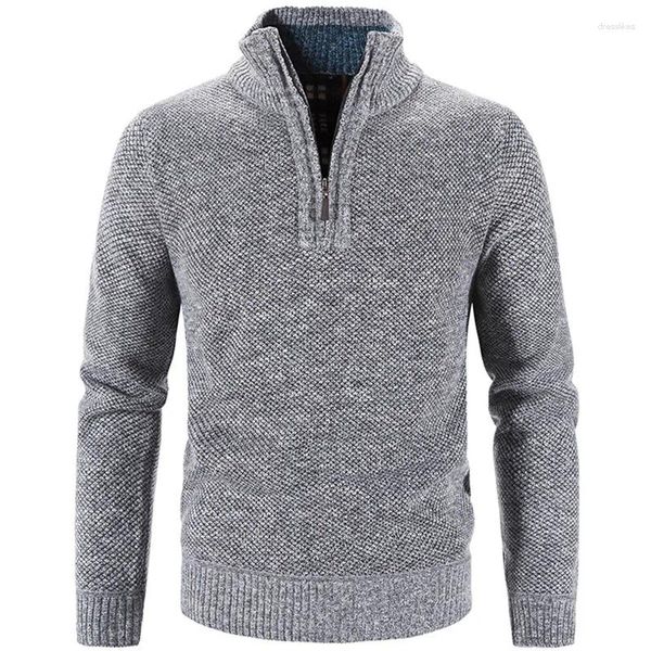 Maglioni da uomo maglione lavorato a maglia autunno inverno abiti firmati in pile più spesso mezza cerniera dolcevita caldo per uomo pullover uomo