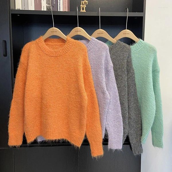 Maglioni da donna girocollo Taro viola maglione pullover a maniche lunghe per le donne 2023 autunno e inverno stile coreano versatile top esterno