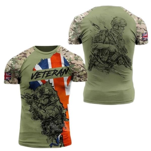 Homens camisetas Camuflagem do Exército Britânico T-shirt Homens e Mulheres de Alta Qualidade Forças Especiais 3D Impressão Verão Oversized Curto S211R