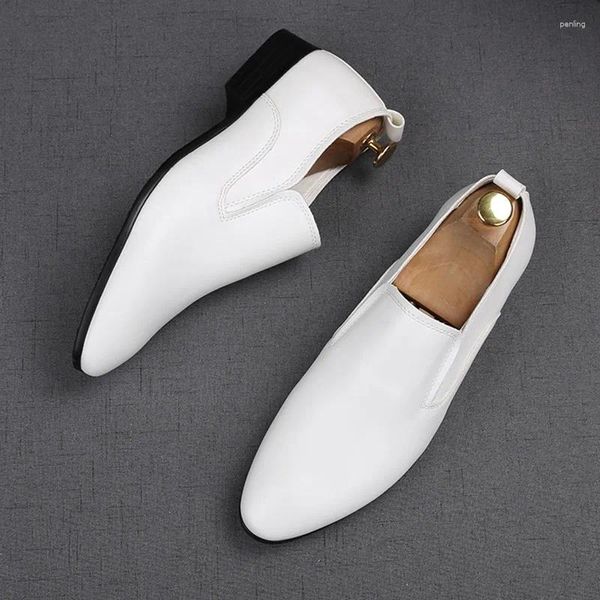 Sapatos de vestido homens de couro masculino designer de luxo branco preto penny mocassins casamento baile de baile calçados zapatos hombre