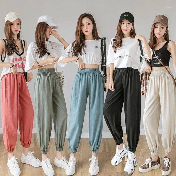 Pantalones para mujer Tingyili Harem Mujeres Algodón Lino Capris Beige Rojo Verde Azul Negro Pantalones Verano