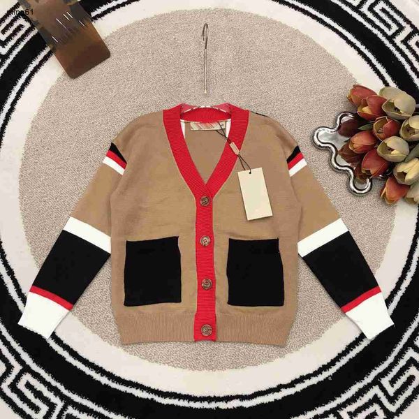 Брендовый дизайн кардигана для детей, модный детский свитер, весенние товары, размер 100-150 см, дизайнерская многоцветная вязаная куртка, октябрь 10 г.