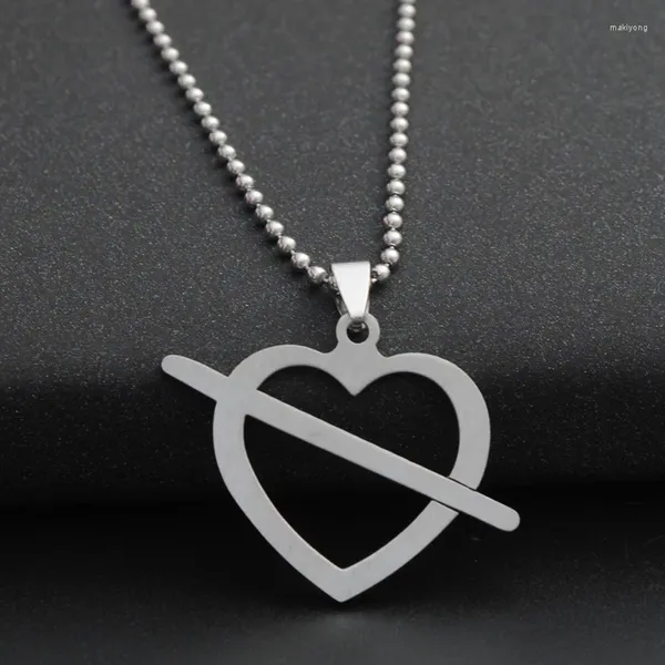 Pingente colares presente de aço inoxidável amor à primeira vista símbolo coração seta forma cupido colar jóias