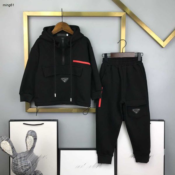 Marken-Baby-Trainingsanzüge, modisches Herbst-Set für Jungen und Mädchen, Größe 110–160 cm, 2-teilig, Schnür-Hoodie mit halbem Reißverschluss und Freizeithosen, 25. September