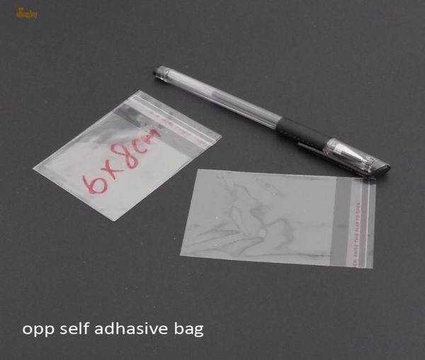 Promoção real 1000 peças saco transparente bopp poli celofane resselável 6x8cm sacos de presente opp transparentes embalagens plásticas autoadesivas s2989015