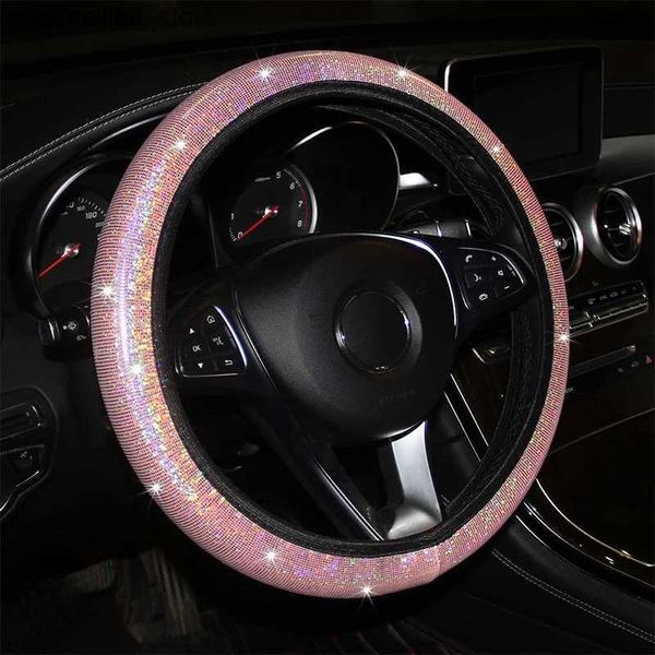 Capas de volante universal capa de volante de carro 38mm strass de couro falso imitação de diamante antiderrapante capa de volante rosa para meninas q231016