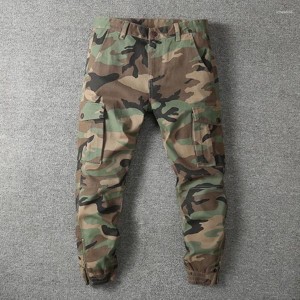Pantaloni da uomo Autunno Camouflage Cargo Plus Size Allentato Casual Cotone Multi tasche Primavera Outdoor Jogger Hiking