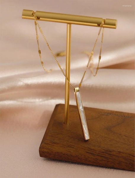 Catene stile acciaio al titanio color cristalli di conchiglia Swarovski lunga collana con ciondolo moda donna lusso catena clavicola gioielli