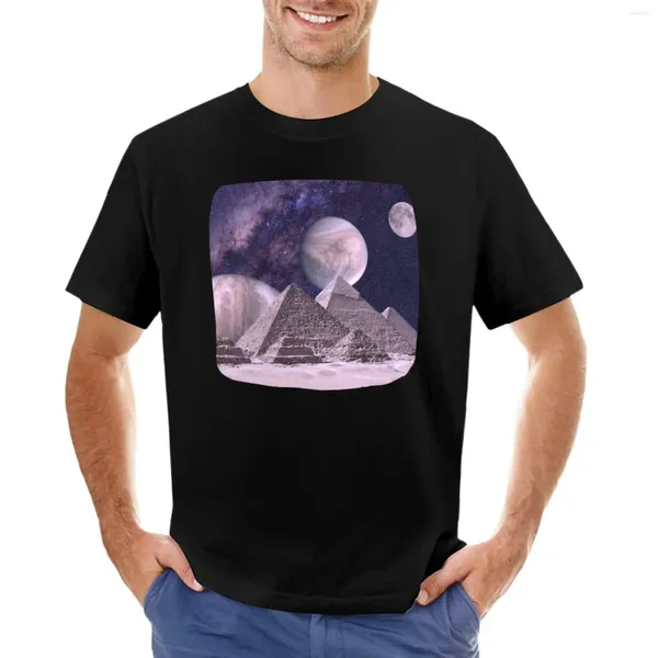 Regatas masculinas Egípcia Dream Collage Art Camiseta Preta Camisetas Masculinas Altas