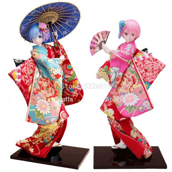 Fingerspielzeug 51 cm Re:zero -starting Life in Another World Anime-Figur Ram Actionfigur Kimono 1/4 Maßstab Rem Ram Erwachsenenfigur Modellpuppe