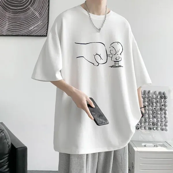 Camas de camisetas masculinas Camisa de verão para homens Manga curta o pescoço Tops de moda coreana de grandes dimensões Harajuku camisetas