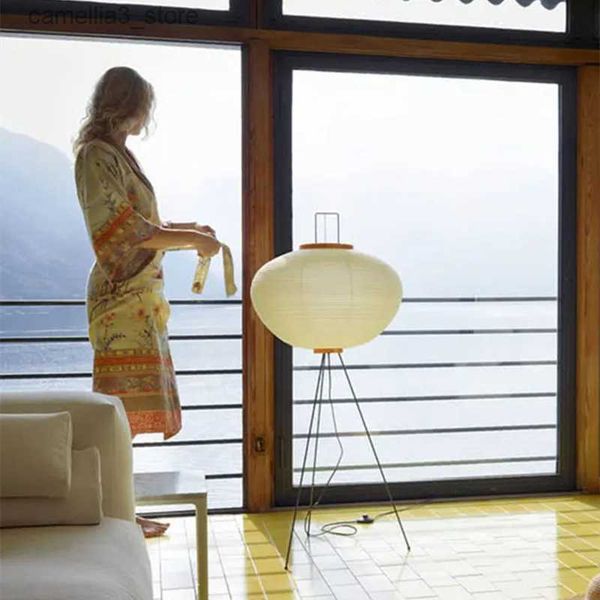 Floor Lamps Akari 10A Floor Lamp Japanese paper floor lamp white minimalist led desktop decorative lamp villa art room corner studio lamp Q231016