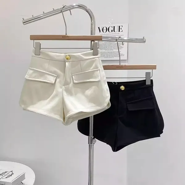 Frauen Shorts Casual Für Frauen Tasche Taste Koreanischen Stil Hohe Taille Femme Breite Bein Dünne Frau Kleidung Frauen Dropship