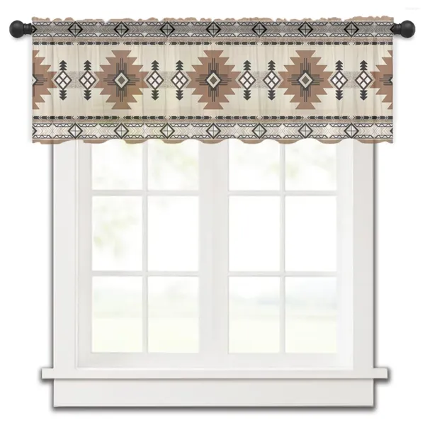 Cortina sudoeste nativos americanos pequena janela valance sheer quarto curto decoração de casa voile cortinas