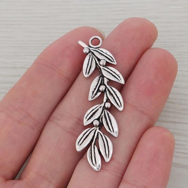 Anhänger Halsketten 10 X Antik Silber Farbe Blatt Zweig Charms Anhänger Für DIY Halskette Schmuck Machen Erkenntnisse Zubehör 52x14mm