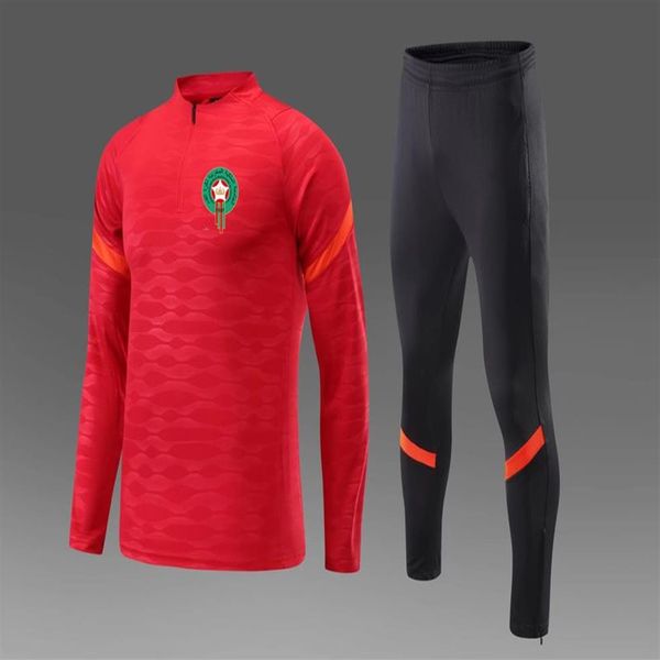 Tute da calcio da uomo del Marocco tuta da allenamento per corsa all'aperto Kit da calcio per bambini autunno e inverno Logo personalizzato259d