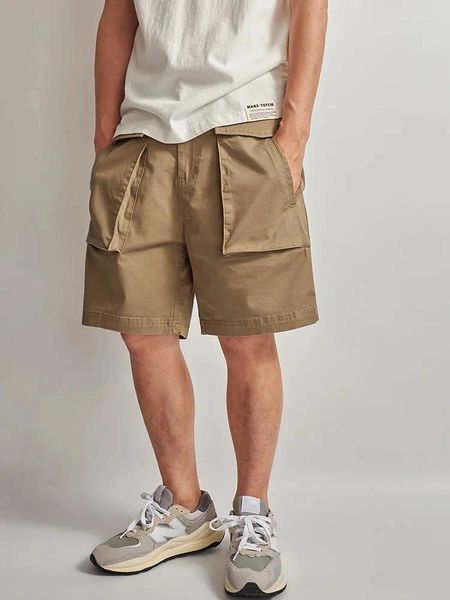 Shorts masculinos 2023 vintage verão grande bolso algodão níquel calças casuais carga homens