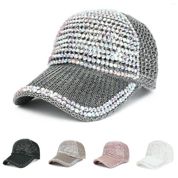 Ball Caps Damen Herren Baseballkappe mit Nieten und Strasssteinen, verstellbare Hysteresenhüte, glänzende Bling-Pailletten, lässig, Sport, atmungsaktiv, Sonnenhut