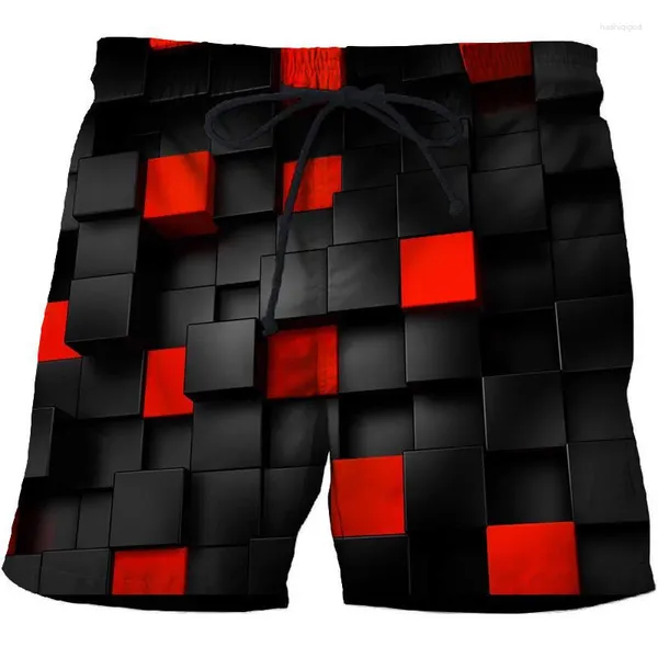 Pantalones cortos para hombre Moda Verano Patrón geométrico 3D Surfing Short Beach Hombres Casual Pantalones deportivos de secado rápido Traje de baño Ropa de playa