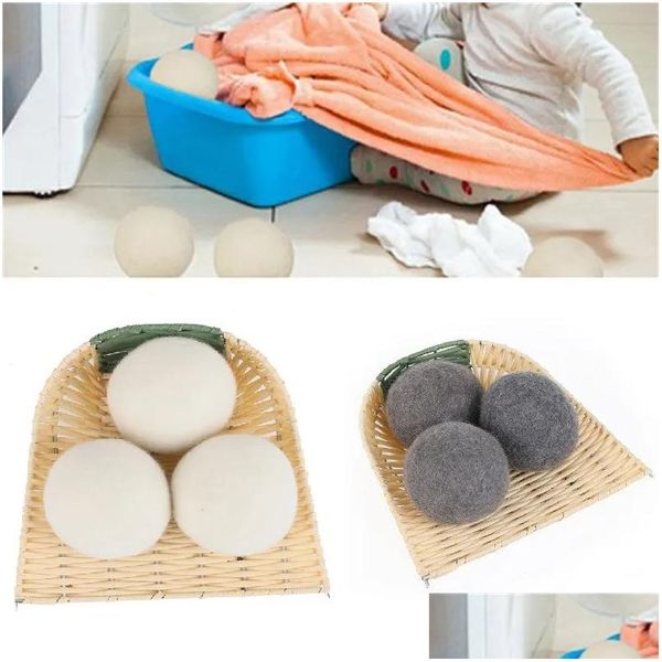 Andere Wäscheprodukte Wolltrocknerbälle 6 cm 7 cm Premium wiederverwendbarer Weichspüler Waschen Trocknen Ball Haushaltswaschmaschine Filzwolle Drop Deliv Dhctz