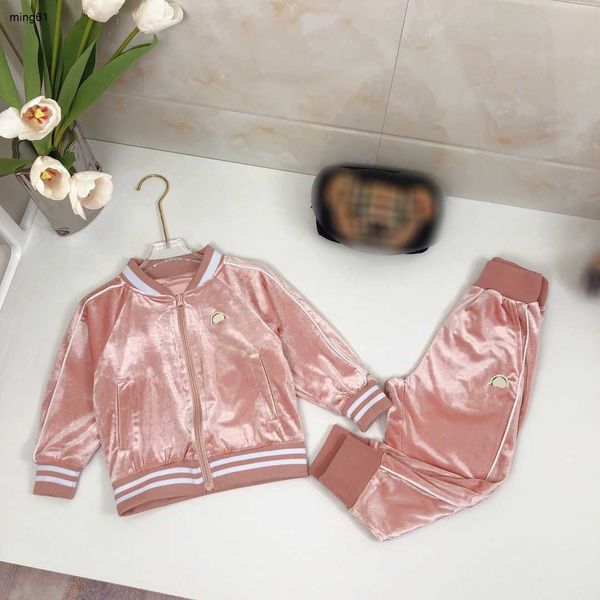 marca baby Velvet Set autunno Tute tute per ragazza ragazzo Taglia 100-160 CM 2 pezzi Maglia da baseball e pantaloni sportivi con polsini filettati Sep20