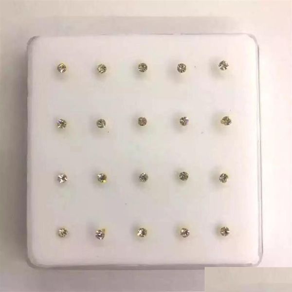 Anéis de dedo do pé 100% 925 Sterling Sier 2mm Cristal Pin Stud Uni Indiano Nariz Piercing Jóias 20 Pçs Set273D Jóias Corpo Jóias Dh8Wu