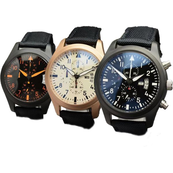 501901 Clássico Piloto Sênior Designer Relógio Luxo Aço Inoxidável Safira Presente Luminoso Relógio Masculino de Alta Qualidade Orologio di Luss 377725 Luxusuhr Montres