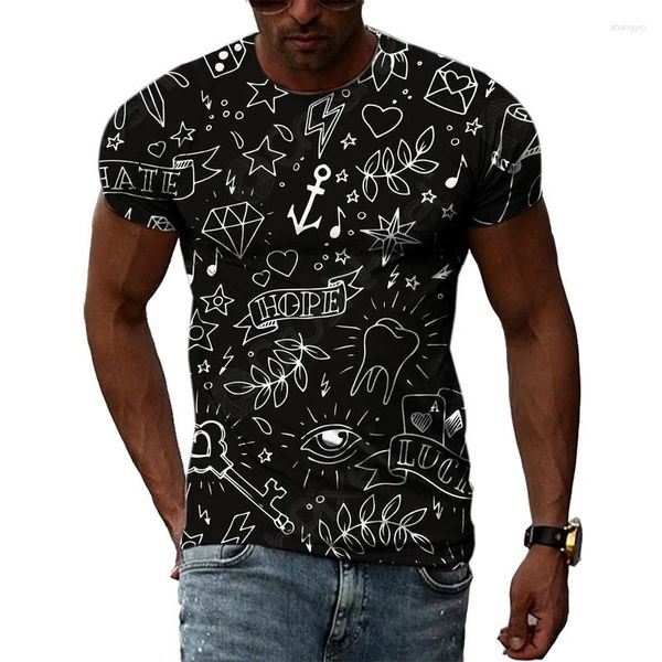 Herren T-Shirts 2023 Mode Blumendruck T-Shirt Straße Hip-Hop Persönlichkeit Trend Tops