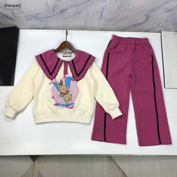 Tute di lusso autunno bambino Set abito per bambini di alta qualità Taglia 120-160 CM 2 pezzi Maglione a maniche lunghe con risvolto largo e pantaloni a gamba larga Aug24