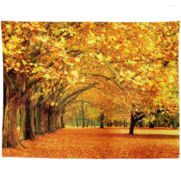 Tapeçarias outono floresta cenário escovado tapeçaria quarto aluguel casa sala de estar pendurado pano pogal fundo