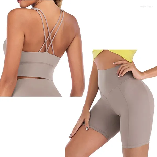 Conjuntos ativos nu-sente yoga conjunto curto sutiã esportivo shorts feminino roupa de fitness para mulher ginásio treino 2 peças roupas