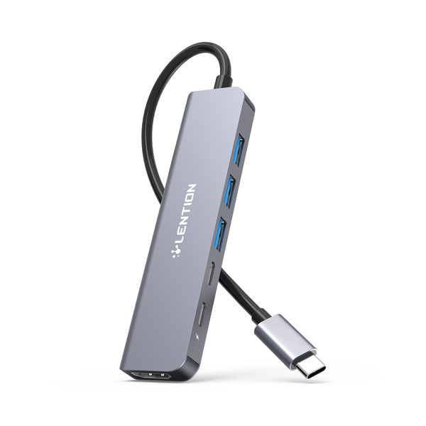 LENTION USB-C-Hub, 6-in-1-USB-C-zu-USB-Adapter, USB-C-Multiport-Dongle mit 4K HDMI, USB-C-Datenanschluss, USB 3.0, 100 W PD-kompatibel, neues MacBook Pro/Mac Air, mehr Typ-C-Geräte (CE35s)