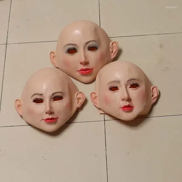 Máscaras de festa personalidade criativa beleza careca látex rosto cheio máscara de cabelo halloween masquerade cosplay chapelaria adereços