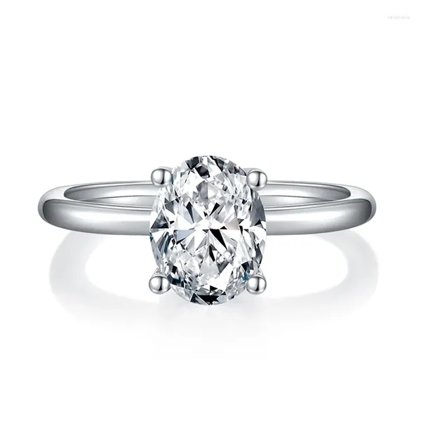 Küme halkaları sgarit mücevher 925 STERLING Gümüş Alyans 2CT Oval Cut VVS1D Moissanit Elmas GRA Sertifikası ile Nişan