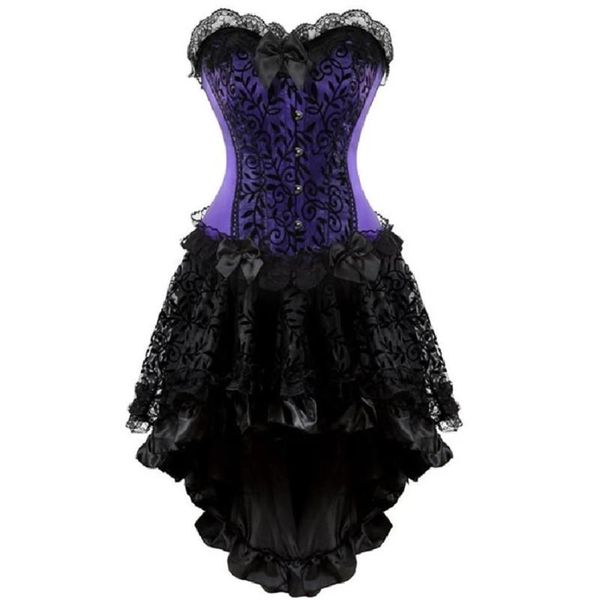 Bustiers Korsetts Frauen Spitze Sexy Korsett Kleid Gothic Dessous Bustier Vintage Mit Burlesque Rock Set Plus Größe S-6XL263E