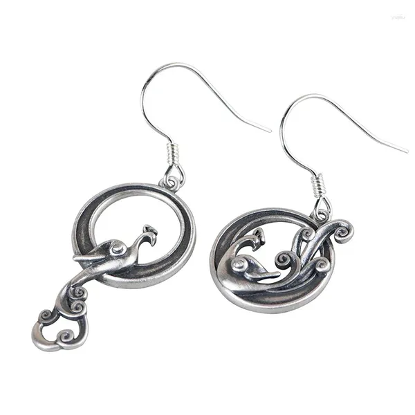 Orecchini pendenti FNJ Animal Phoenix Argento 925 Originale Pure S925 Sterling Orecchino a goccia per gioielli da donna asimmetrici