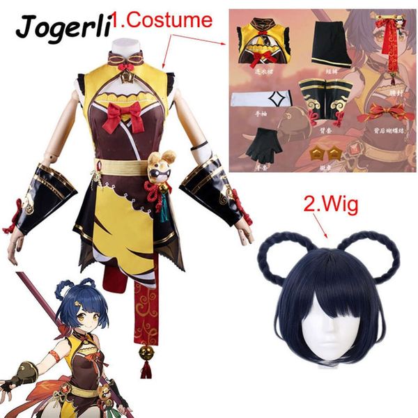 Fantasia de impacto genshin xiang ling halloween feminino anime cosplay comic show cinto luvas