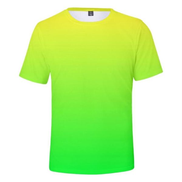Homens camisetas Neon t-shirt homens mulheres verão verde camiseta menino menina cor sólida tops arco-íris streetwear tee colorido 3d pri244t