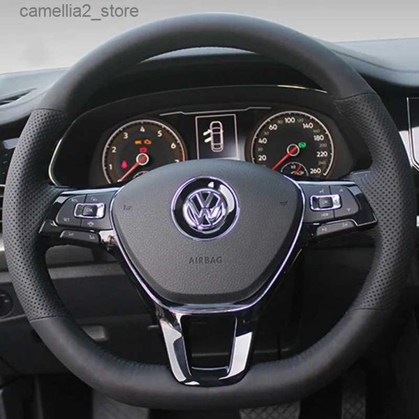 Direksiyon Simidi Kapaklar Araç Direksiyon Kapağı Volkswagen VW Golf için Yapay Deri 7 MK7 Touran Yukarı Yeni Polo Jetta Passat B8 Tiguan Aksesuarları Q231016