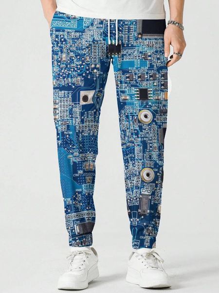 Männer Hosen Männer Hosen Elektronische Chip Muster Gedruckt Leiterplatte Sweatpant Männlich Frauen Streetwear Casual Herbst Outdoor Jogging