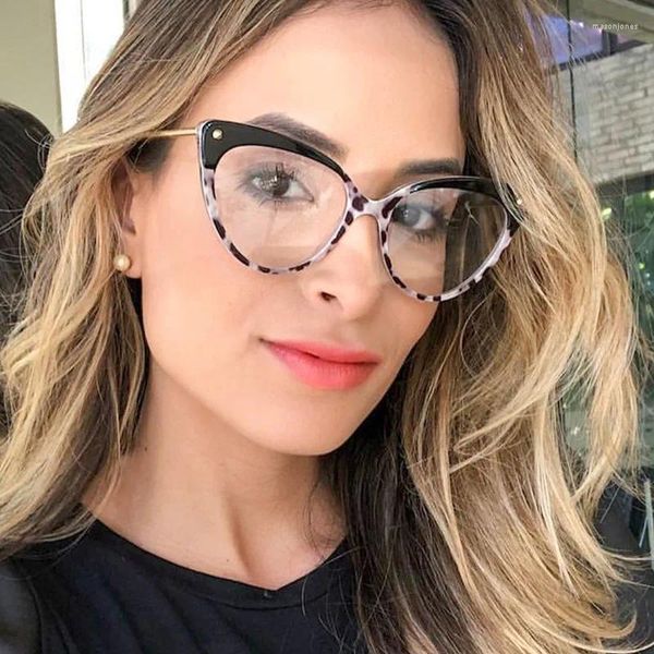 Sonnenbrille Cat Eye Anti-Blaulicht-Brille Klassischer großer Rahmen Kunststoff Titan Optischer Rahmen Blumenmuster Computerbrille