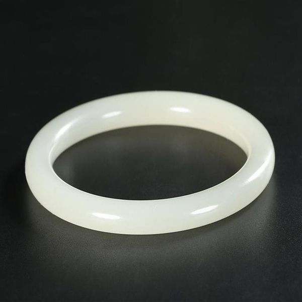 Outras pulseiras enviam certificado natural xinjiang hetian jade branco 54mm-64mm pulseira fina elegante princesa mãe para namorada261w