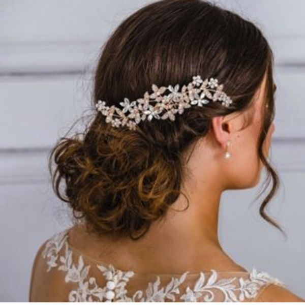 Copricapi di lussuoso fiore in lega per capelli pettine corone da sposa e tiaranie di gioielli di rinestone per i copricapo delle feste