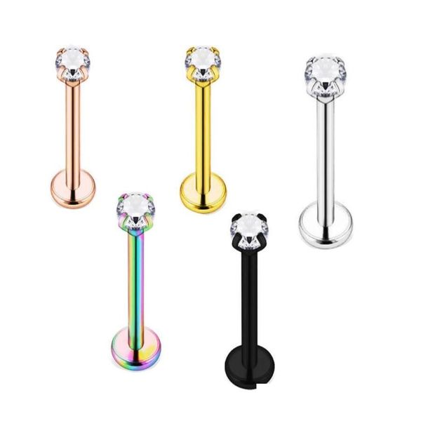 Labret Lip Piercing Jóias 100 Pcs 20G 1mm Moda Labret Anéis Studs Aço Tragus Bares Helix Ear Lage Brincos Body Jewellery41497 Dhbq7